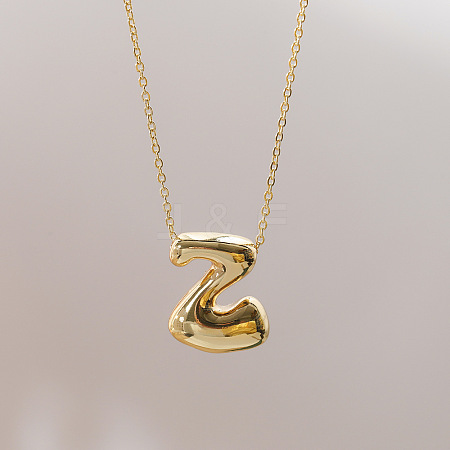 Brass Chunky Initial Pendant Necklaces WG97A63-26-1