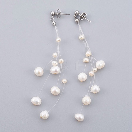 Pearl Beads Ear Studs EJEW-JE02876-1