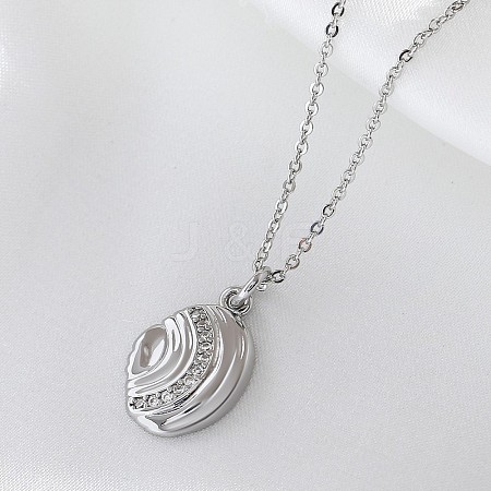 Ocean Summer Brass Pave Clear Cubic Zirconia Pendant Necklaces FS-WG82AA1-08-1