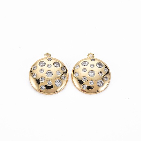 Brass Micro Pave Clear Cubic Zirconia Charms KK-S356-678-1