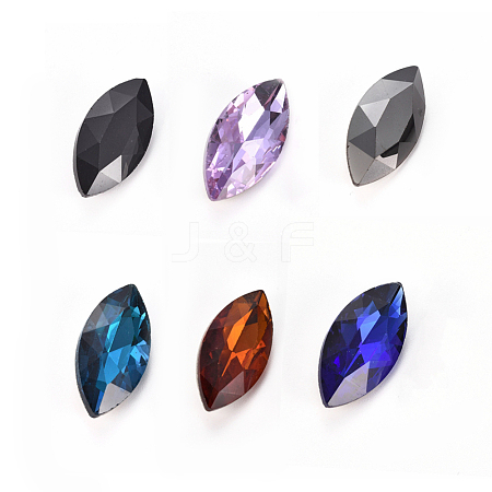 Pointed Back & Back Plated K9 Glass Cabochons RGLA-E017-06D-1