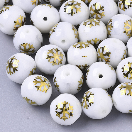 Christmas Opaque Glass Beads EGLA-R113-01C-1