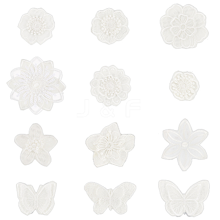 12Pcs 12 Style Computerized Embroidery Lace Self Adhesive/Sew on Patches DIY-FG0004-01-1