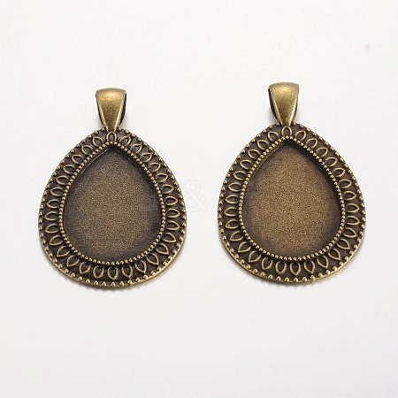 Teardrop Tibetan Style Alloy Pendant Cabochon Settings PALLOY-K109-95AB-NR-1