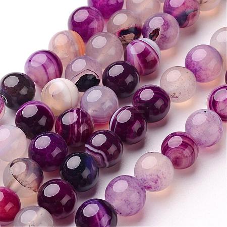 Natural Striped Agate/Banded Agate Beads Strands G-D845-01A-10mm-1