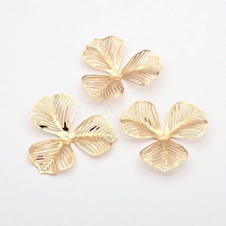 3-Petal Flower Rack Plating Iron Bead Caps LS-X-IFIN-D071-1
