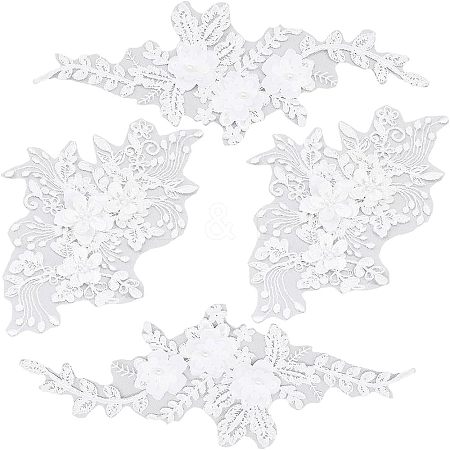 CHGCRAFT 2 Pairs 2 Style 3D Flower Polyester Embroidery Sew on Flower Appliques PATC-CA0001-09-1