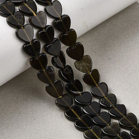 Natural Golden Sheen Obsidian Beads Strands G-M403-A46-03-1