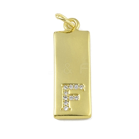 Brass Micro Pave Clear Cubic Zirconia Pendants KK-P266-06G-F-1