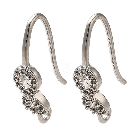 Rack Plating Brass Micro Pave Clear Cubic Zirconia Earring Hooks KK-A231-03P-1