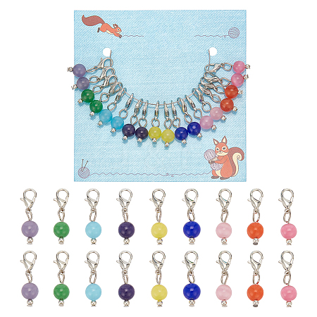 18Pcs 9 Colors Cat Eye Pendant Locking Stitch Markers HJEW-AB00637-1