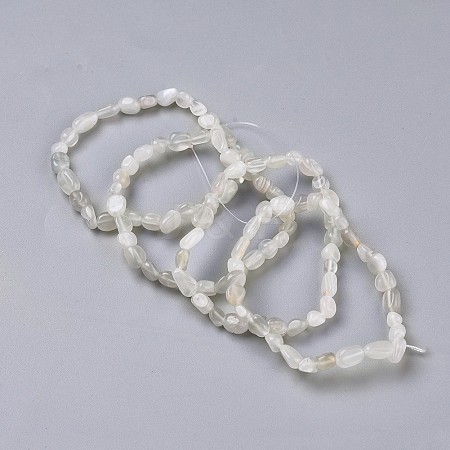 Natural White Moonstone Bead Stretch Bracelets BJEW-K213-43-1