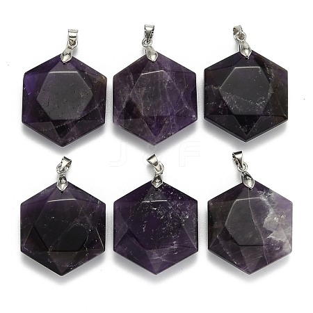 Natural Amethyst Pendants G-E487-95A-1