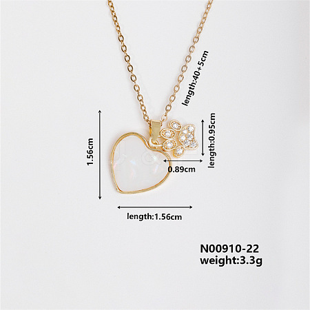 Elegant Fashion Brass Rhinestone Luxury Heart Charm Necklaces for Women IF2334-2-1