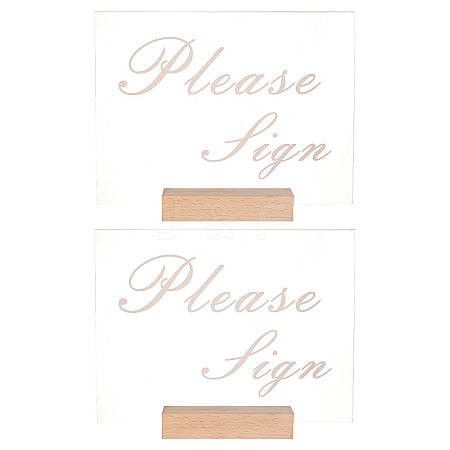 Olycraft 4Pcs 2 Styles Rectangle Beechwood Name Card Holder ODIS-OC0001-39-1