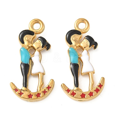 304 Stainless Steel Enamel Pendants STAS-I346-16G-01-1