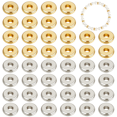 2 Colors Brass Flat Round Spacer Beads KK-BC0014-21B-1
