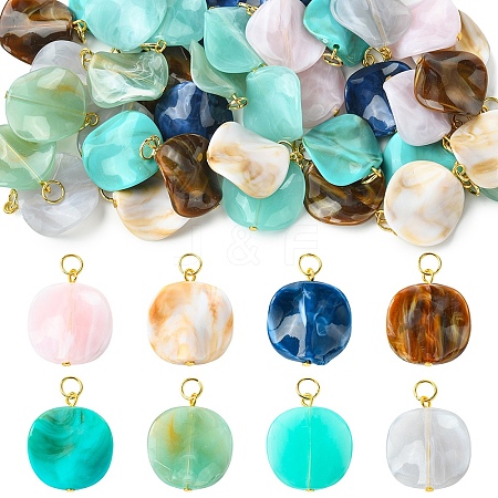 40Pcs 8 Styles Acrylic Pendants PALLOY-YW00204-1
