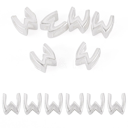 6Pcs 925 Sterling Silver Hollow Initial Beads STER-TA0001-53W-1