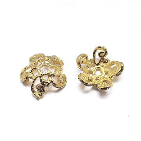 Real 18K Gold Plated 5-Petal Sterling Silver Bead Caps STER-M100-17A-1