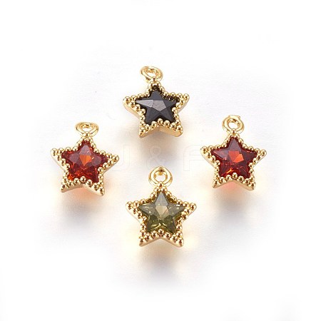 Golden Tone Brass Micro Pave Cubic Zirconia Charms ZIRC-L075-13-1