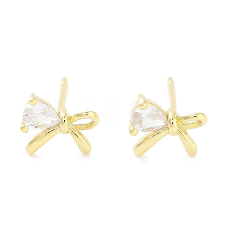 Brass Cubic Zirconia Stud Earrings for Women EJEW-S217-B03-1