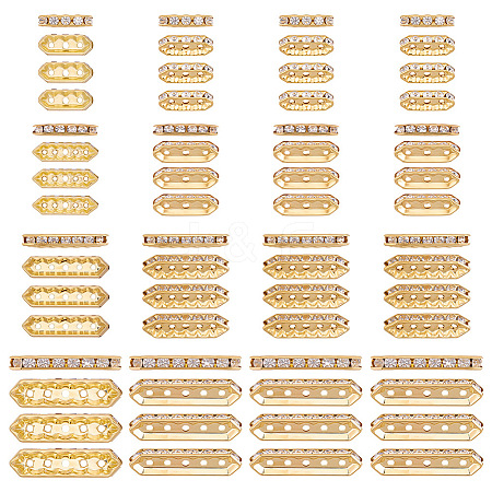 120Pcs 4 Styles Alloy Crystal Rhinestone Spacer Bars FIND-ME0004-07G-1
