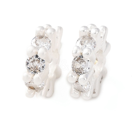 Brass Micro Pave Cubic Zirconia European Beads KK-C157-09B-S-1