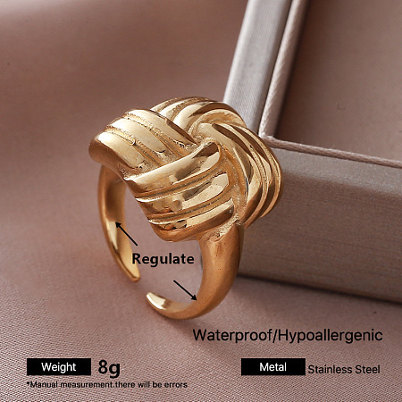 304 Stainless Steel Cuff Open Rings for Women AP4973-5-1
