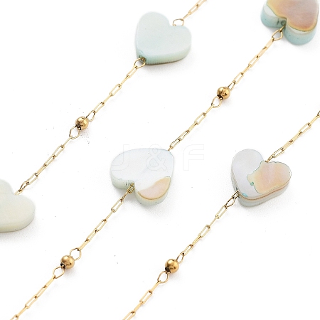 Handmade Heart Natural Shell Beaded Chains CHS-P019-05G-1