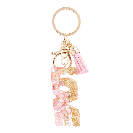 Alloy & Resin Tassel Keychainss AJEW-TADJ0001-20G-06-1