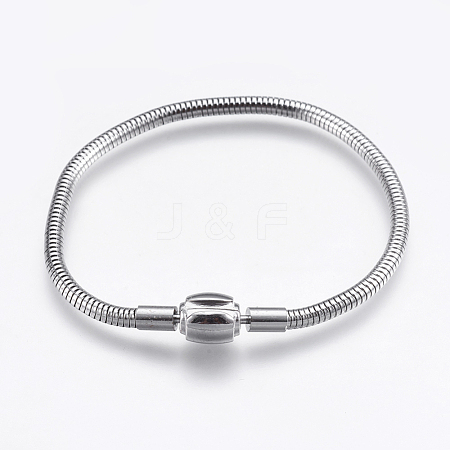 Tarnish Resistant 304 Stainless Steel European Style Round Snake Chains Bracelet Making STAS-I097-005C-P-1