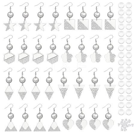 16 Pairs 8 Styles Blank Glass Dome Dangle Earrings EJEW-AB00007-1