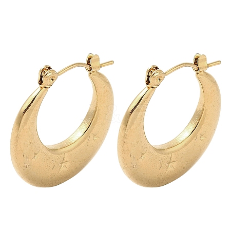 Crescent Moon with Star 201 Stainless Steel Half Hoop Earrings for Women EJEW-G385-25G-1