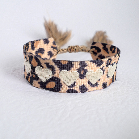 Leopard Print Pattern Polyester Cord Adjustable Bracelets BJEW-B127-01C-1