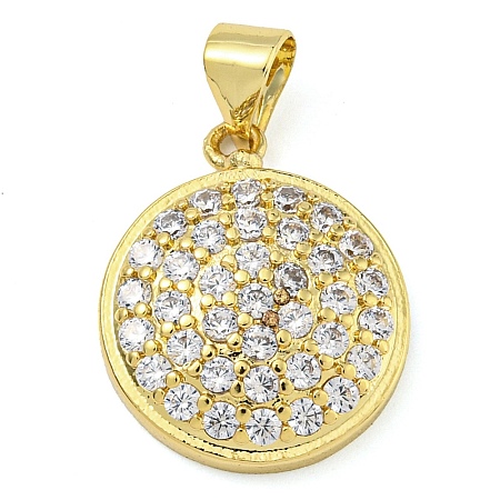 Rack Plating Brass Micro Pave Clear Cubic Zirconia Pendants KK-Z063-23G-1