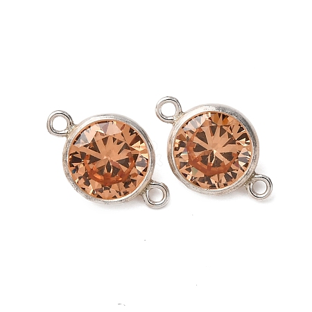 925 Streling Silver Pave Cubic Zirconia Birthstone Connector Charms STER-NH0001-80P-09-1