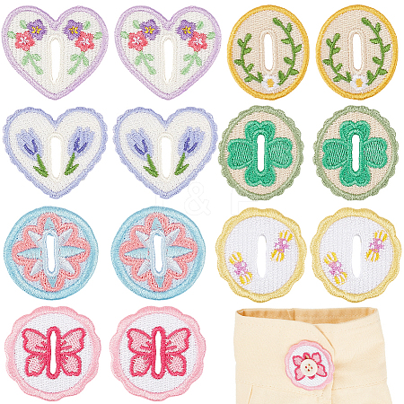 14Pcs 2 Bags Oval/Heart/Flat Round Polyester Embroidery Sew On Patches PATC-CY0001-75-1
