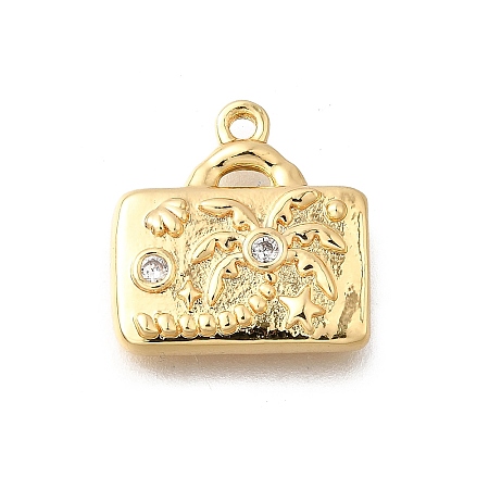 Brass Micro Pave Clear Cubic Zirconia Pendants KK-C096-16A-G-1