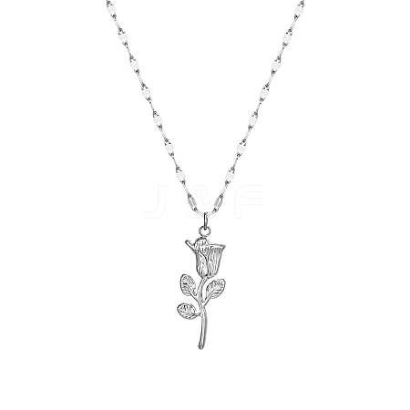 Stainless Steel Rose Pendant Necklace for Women SJ4885-2-1