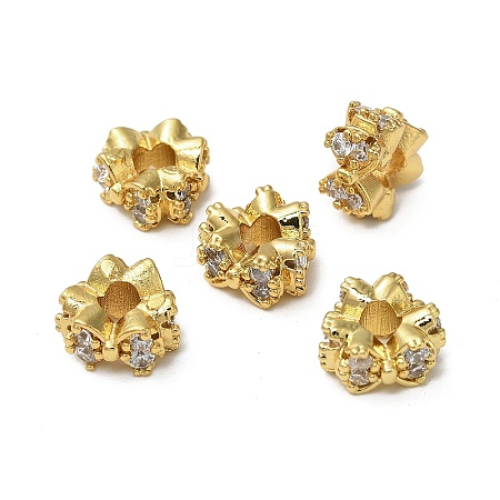 Brass Micro Pave Cubic Zirconia Beads KK-B142-26G-1