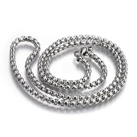 304 Stainless Steel Box Chain Necklaces NJEW-O110-05H-P-1
