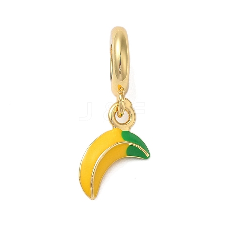 Rack Plating Brass Yellow Enamel Fruit European Dangle Charms KK-P279-36G-1