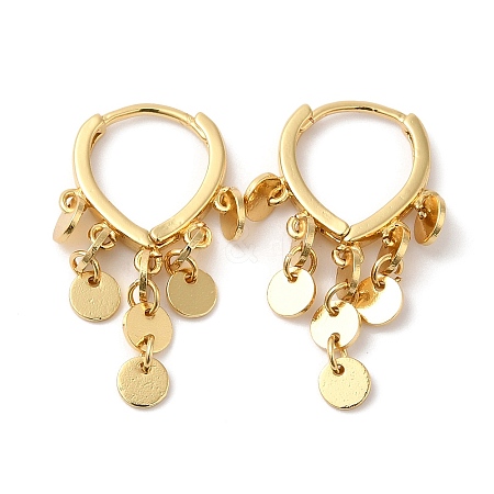 Rack Plating Brass Flat Round Dangle Hoop Dangle Earrings EJEW-G348-06G-1