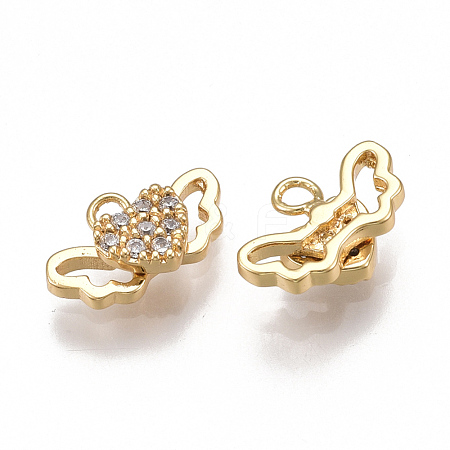 Brass Cubic Zirconia Charms X-KK-T038-143G-1
