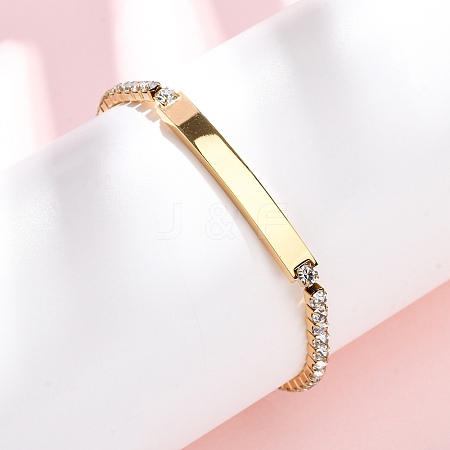 304 Stainless Steel Rhinestone Cup Chain Bracelets BJEW-G753-02G-03-1
