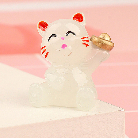 Luminous Resin Lucky Cat Display Decorations DJEW-P020-01E-1