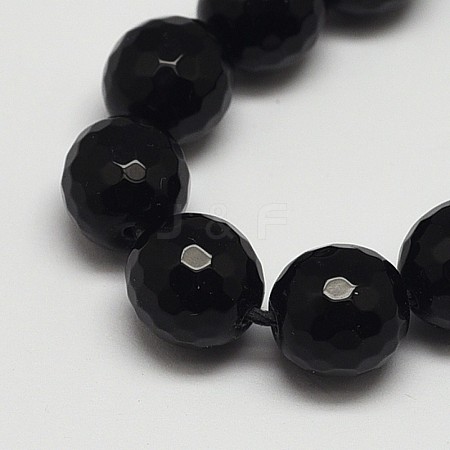 Faceted Round Grade A Black Stone Beads Strands G-N0137-04-6mm-1