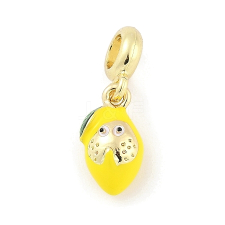 Brass Enamel Fruit European Dangle Charms KK-Z090-08G-01-1