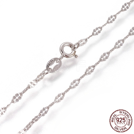 Anti-Tarnish Rhodium Plated 925 Sterling Silver Link Chain Necklaces STER-L059-16P-1